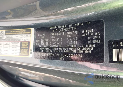 2024 Kia Carnival Mpv Sx from USA, damaged, VIN KNDNE5H33R6331524